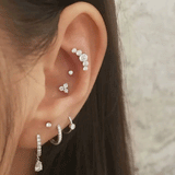 Invisible Set Diamond Threaded Stud Earring by Maria Tash in 18K White Gold. Flat Stud.