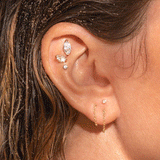 Marquise Diamond Threaded Stud Earring by Maria Tash in 14K White Gold. Flat Stud.
