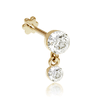 Invisible Set Diamond Dangle Threaded Stud by Maria Tash in 18K Yellow Gold. Flat Stud.
