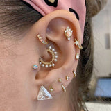 Diamond Baguette Threaded Stud Earring by Maria Tash in Rose Gold - Earring. Navel Rings Australia.