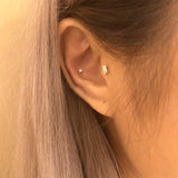 Diamond Baguette Threaded Stud Earring by Maria Tash in Rose Gold - Earring. Navel Rings Australia.