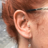 Diamond Baguette Threaded Stud Earring by Maria Tash in Rose Gold - Earring. Navel Rings Australia.