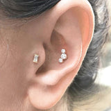 Diamond Baguette Threaded Stud Earring by Maria Tash in Rose Gold - Earring. Navel Rings Australia.