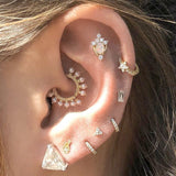 Diamond Baguette Threaded Stud Earring by Maria Tash in Rose Gold - Earring. Navel Rings Australia.