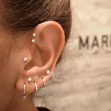 Invisible Set Diamond Threaded Stud Earring by Maria Tash in 18K White Gold. Flat Stud.