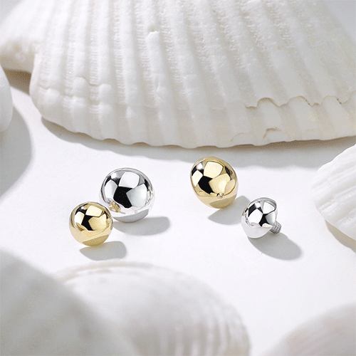 Internally Threaded Dome Replacement Ball in 14k Yellow Gold