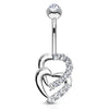 Juno Duo Heart Belly Ring in 14K White Gold