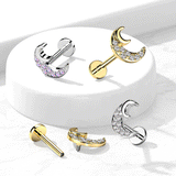 Midnight Moons Body Jewellery with Gold Plating. Labret, Monroe, Tragus and Cartilage Earrings.