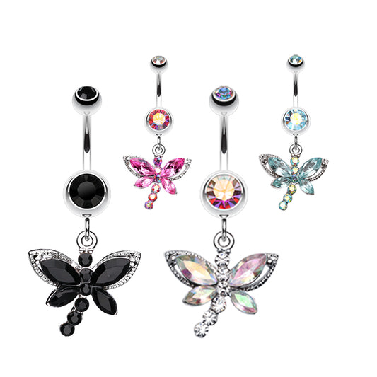 Mystique Dragonfly Dangly Belly Bar - Dangling Belly Ring. Navel Rings Australia.