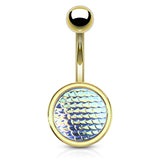 Holographic Dragon Scale Navel Rings with Gold Plating - Basic Curved Barbell. Navel Rings Australia.