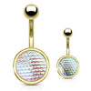 Holographic Dragon Scale Navel Rings with Gold Plating