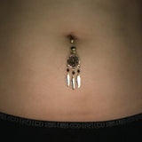 Golden Midnight Dream Catcher Belly Ring - Dangling Belly Ring. Navel Rings Australia.