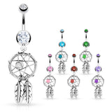 Dreamcatcher Belly Piercing Ring - Dangling Belly Ring. Navel Rings Australia.