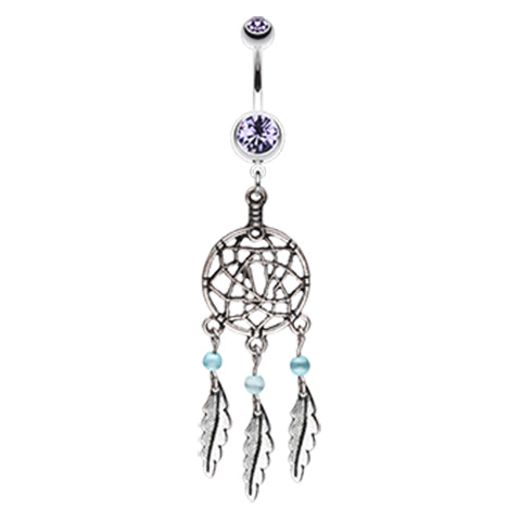 Lakota Dream Catcher Navel Ring - Dangling Belly Ring. Navel Rings Australia.