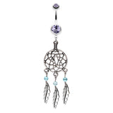 Lakota Dream Catcher Navel Ring - Dangling Belly Ring. Navel Rings Australia.