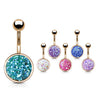 Druzy Resin Bezel Cup Belly Bars with Rose Gold Plating