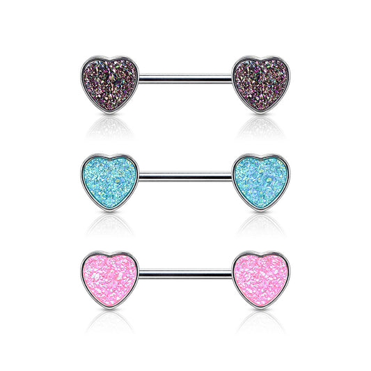 Druzy Love Heart Nipple Ring - Nipple Ring. Navel Rings Australia.