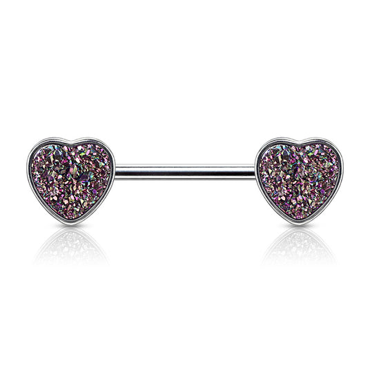 Druzy Love Heart Nipple Ring - Nipple Ring. Navel Rings Australia.