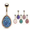 Drippin' Druzy Resin Teardrop Belly Bar with Rose Gold Plating