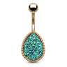 Drippin' Druzy Resin Teardrop Belly Bar with Rose Gold Plating - Basic Curved Barbell. Navel Rings Australia.