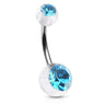 Translucent Duo Gem Acrylic Belly Bar - Basic Curved Barbell. Navel Rings Australia.
