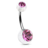 Translucent Duo Gem Acrylic Belly Bar - Basic Curved Barbell. Navel Rings Australia.