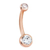 Classique Duo Authentic Diamond Belly Ring in 14K Rose Gold