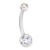 Classique Duo REAL Diamond Belly Ring in 14K White Gold