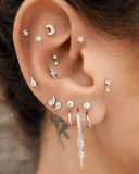 Diamond Paisley Threaded Stud by Maria Tash in 14K Yellow Gold. Flat Stud.