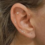 Invisible Set Diamond Threaded Stud Earring by Maria Tash in 18K White Gold. Flat Stud.