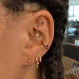 Four Ball Trinity Earring by Maria Tash in 14K White Gold. Flat Stud.