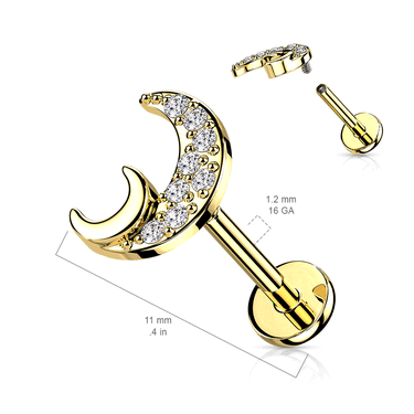 Midnight Moons Body Jewellery with Gold Plating. Labret, Monroe, Tragus and Cartilage Earrings.