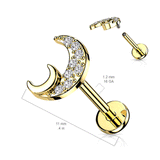 Midnight Moons Body Jewellery with Gold Plating. Labret, Monroe, Tragus and Cartilage Earrings.