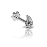 Diamond Paisley Threaded Stud by Maria Tash in 14K White Gold. Flat Stud.