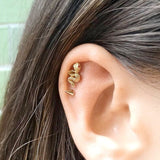 Spike Threaded Ball Earring by Maria Tash in 14K Yellow Gold. Flat Stud. - Earring. Navel Rings Australia.