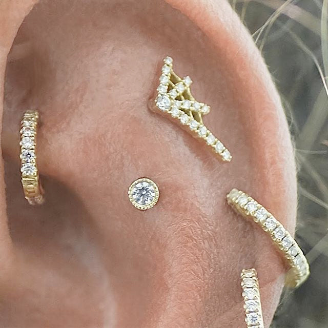 Authentic Diamond Web Earring by Maria Tash in 14K Rose Gold. Flat Stud. - Earring. Navel Rings Australia.