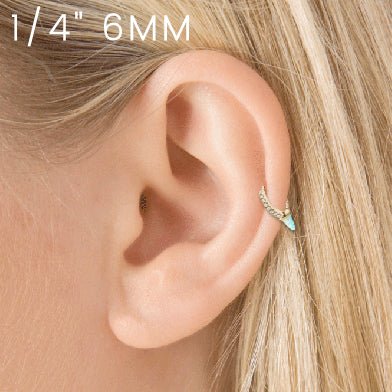 Single Opal Spike with DIAMONDS. Eternity Earring by Maria Tash in 18K Gold - Earring. Navel Rings Australia.