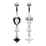 Ebony Diamond Dangly Belly Bar