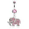 Gem Encrusted Elephant Belly Bar - Dangling Belly Ring. Navel Rings Australia.