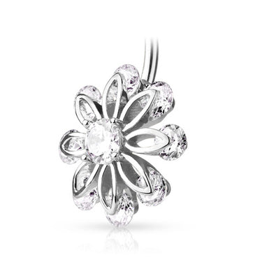 Bizee Floweret Belly Button Jewellery - Fixed (non-dangle) Belly Bar. Navel Rings Australia.