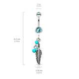 Dream Catcher Feather Belly Ring - Dangling Belly Ring. Navel Rings Australia.