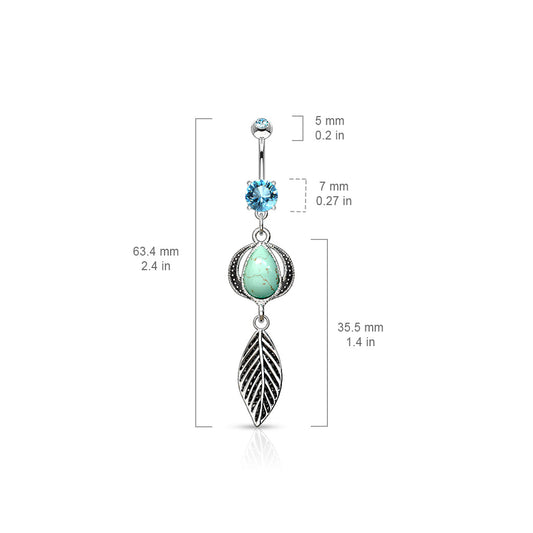 Native Headdress Navel Ring - Dangling Belly Ring. Navel Rings Australia.