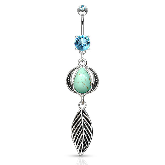 Native Headdress Navel Ring - Dangling Belly Ring. Navel Rings Australia.