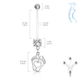 Jewelled Pitter Patter Pregnancy Belly Bar - Maternity Belly Ring. Navel Rings Australia.