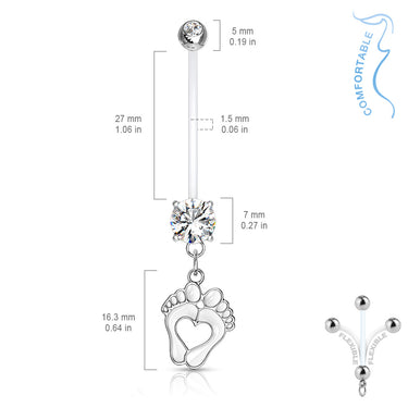 Jewelled Pitter Patter Pregnancy Belly Bar - Maternity Belly Ring. Navel Rings Australia.