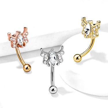 16g Petite Sphinx Crystal Reverse Navel Ring with Rose Gold Plating - Reverse Top Down Belly Ring. Navel Rings Australia.