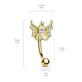 16g Petite Sphinx Crystal Reverse Navel Ring with Gold Plating - Reverse Top Down Belly Ring. Navel Rings Australia.
