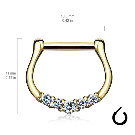 Quinque Septum Ring in 14K Yellow Gold - Septum. Navel Rings Australia.
