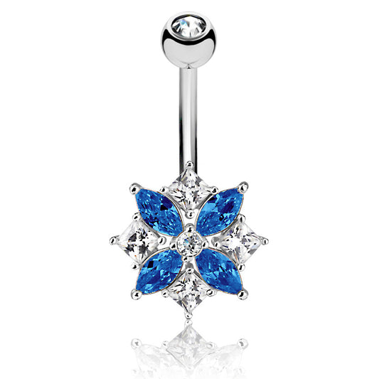 Lozzies' Floral Belly Bar - Fixed (non-dangle) Belly Bar. Navel Rings Australia.