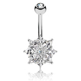 Lozzies' Floral Belly Bar - Fixed (non-dangle) Belly Bar. Navel Rings Australia.